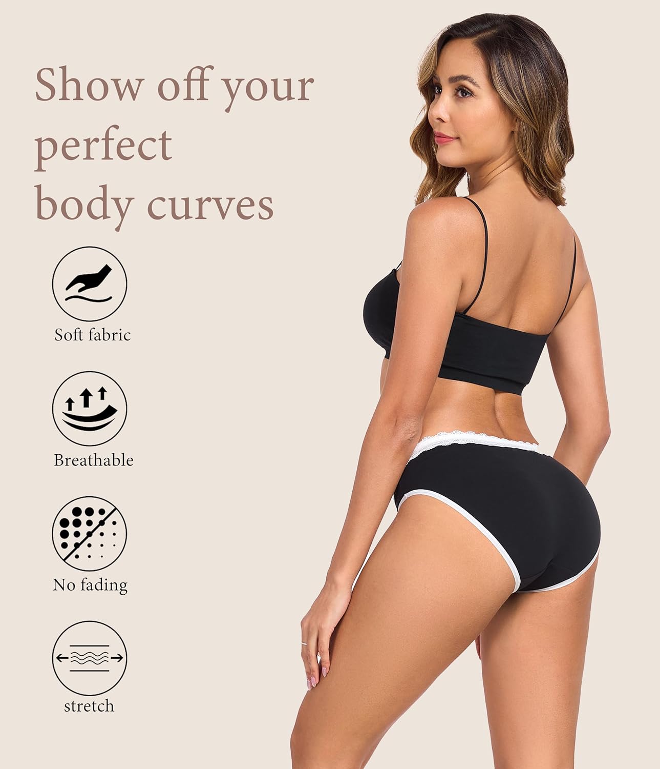 ANLIQI Women's Cotton Underwear Lace Trim Bikini Panties for Women Moisture Wicking Underwear Ladies Hipster Panty Multipack - Image 5