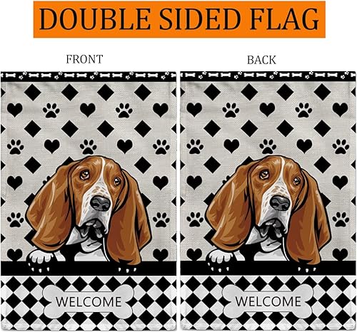 Miniatura 5 de MALIHONG Bandera de jardín personalizada para perro, divertida bandera de perro que mira a cuadros, Bulldog inglés, a cuadros, para patio al aire