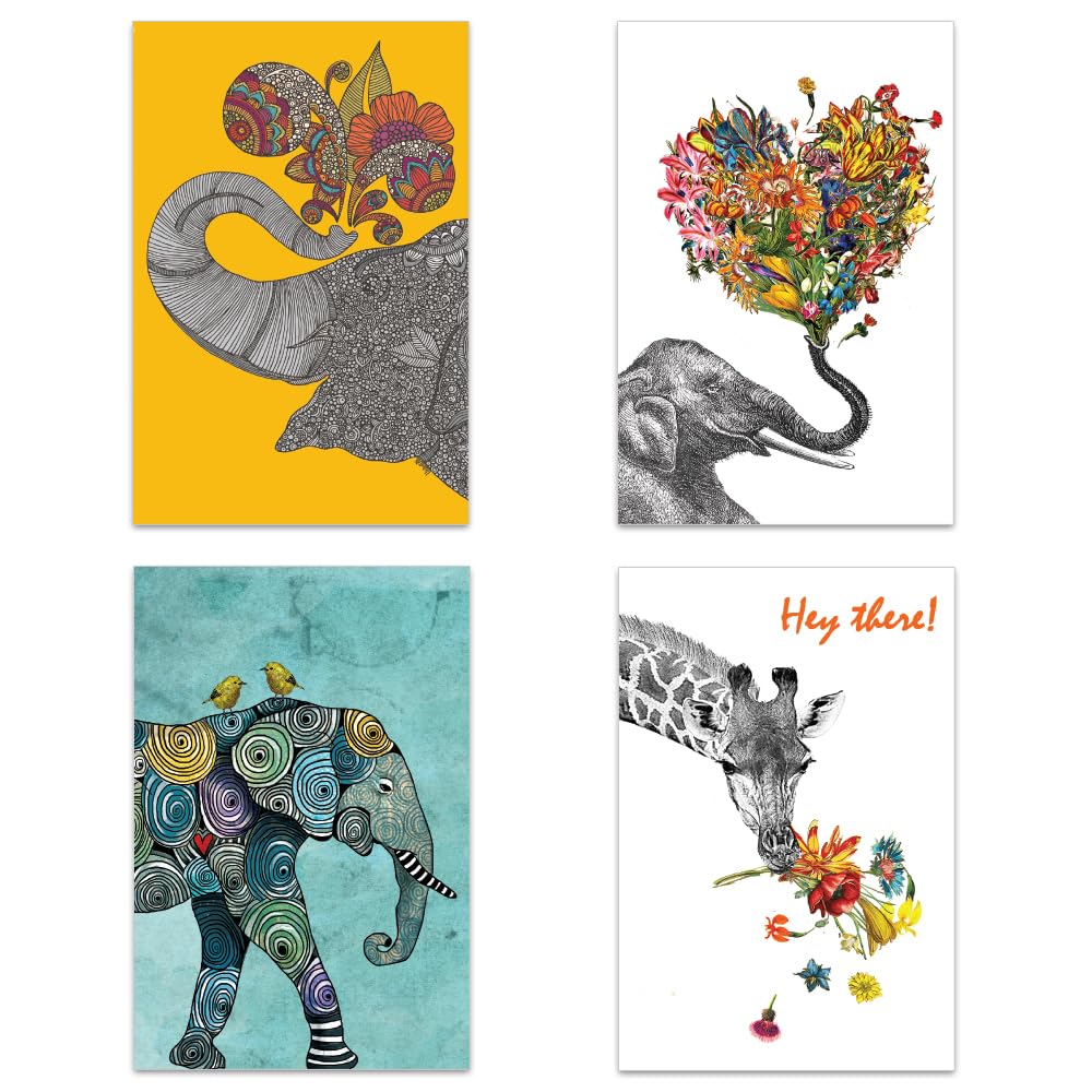 Tree-Free Greeting Cards - 12 All Occasion Cards With Zebra Flowers Design
