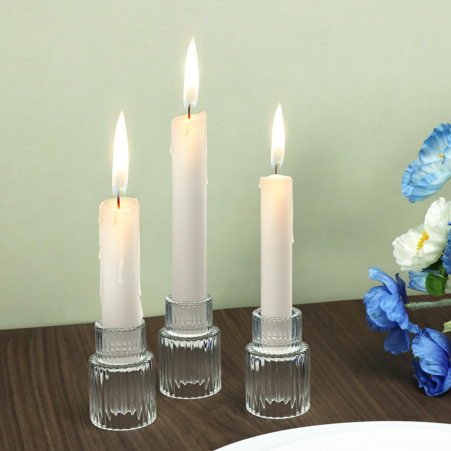 QWORK® 20 Pezzi porta candela in vetro, portacandele per tealight 6 cm, per matrimoni, feste, decorazioni per la casa