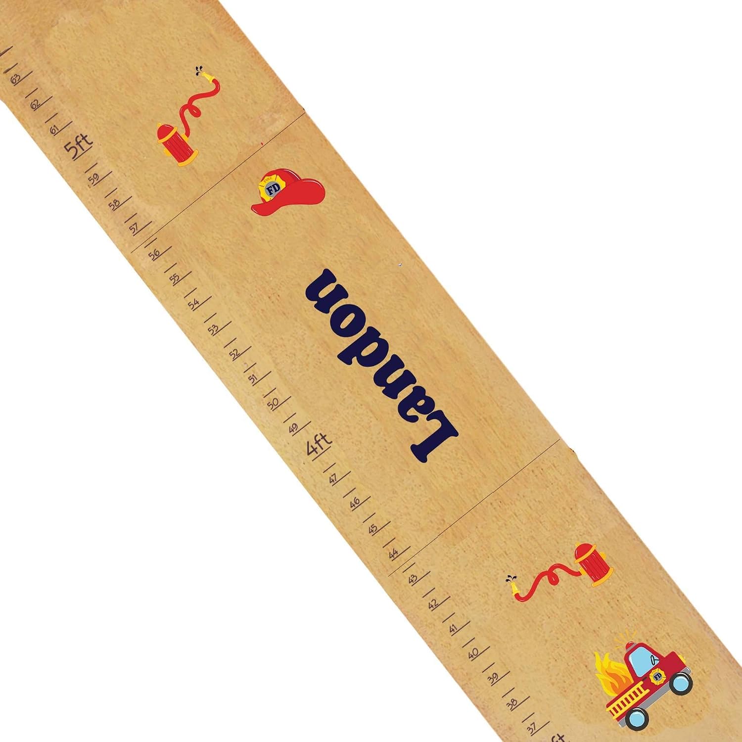 My Bambino Personalized Growth Chart for Kids | Wood Fire Truck Growth Chart for Kids Ruler Fireman | Custom Name Height Chart | Baby Shower Gift