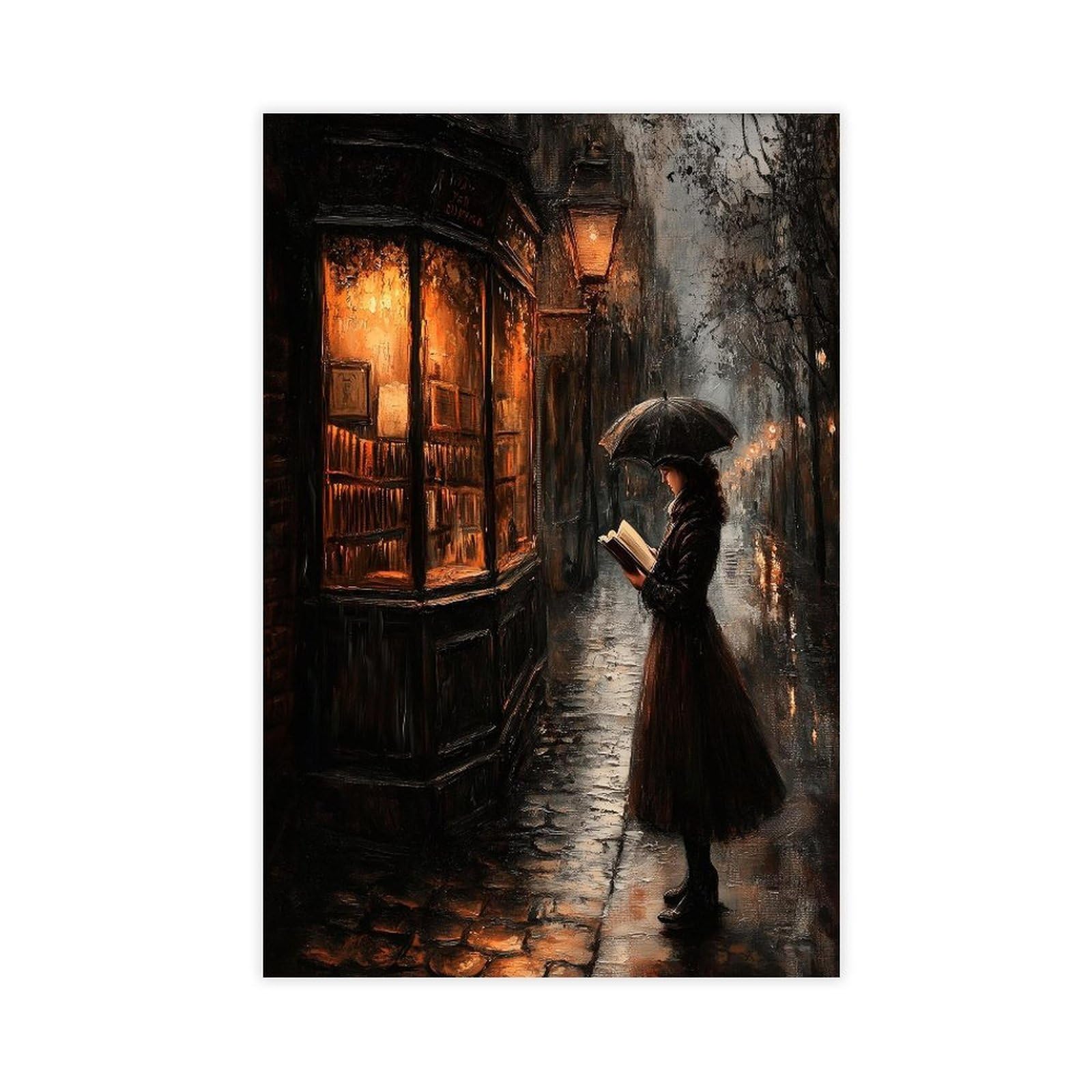 Bareronor Victorian Woman Reading Canvas Poster Bedroom Decor Landscape Office Room Decor Gift 12" L X 18" W