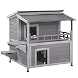 GUTINNEEN Outdoor Feral Cat House, Outside Cat Condos Two Story, Rainproof Kitty House for Winter