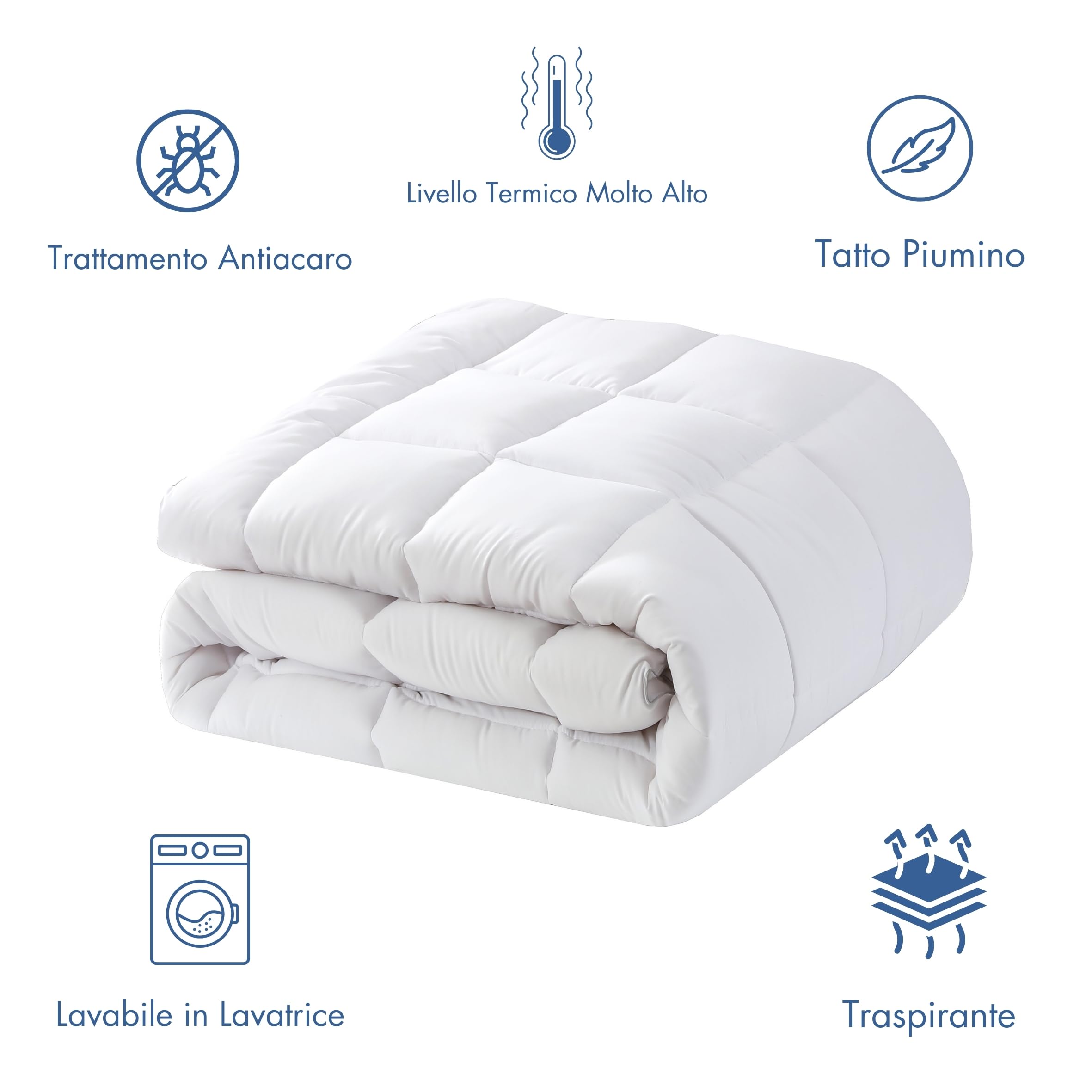 NORA HOME Piumone Matrimoniale Invernale 240x220. Antiacaro. Antibatterico. Fibra 3D. Livello Termico Molto Elevato 4.5/5. Piumino Caldo 400 gr/m² Bianco - OSLO.
