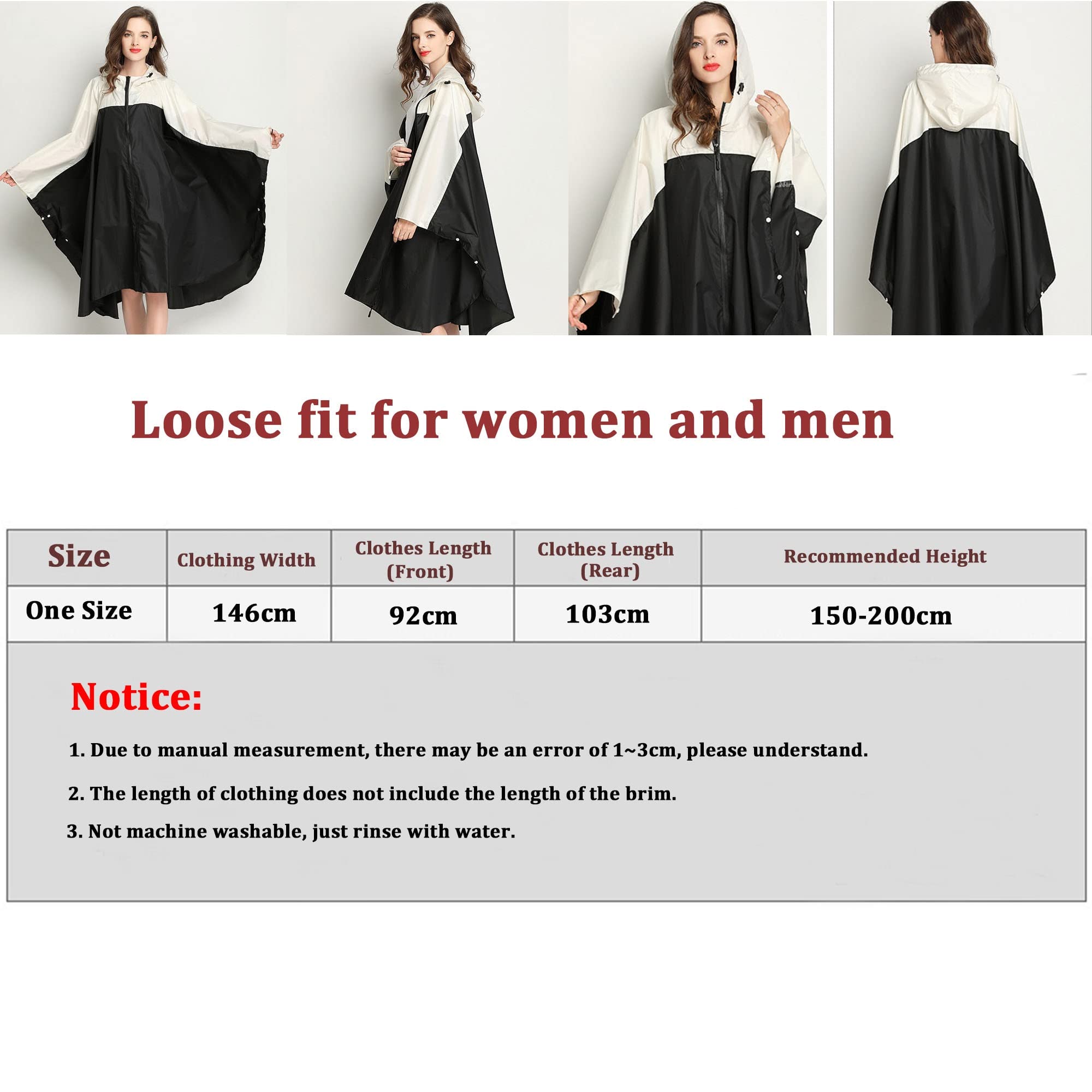 Elegante Poncho de Lluvia con Capucha para Mujer Capa Lluvia Ligero Poncho Impermeable Reutilizable con Bolsillos Grandes y Bolsa de Almacenamiento para Ciclismo Moto Senderismo