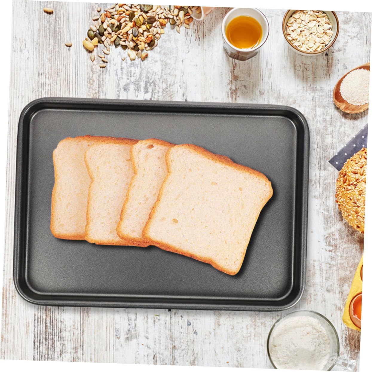 2 Stück Teiliges Rechteckiges Backblech Antihaftbeschichtet Kratzfest Vielseitig für Kuchen Brot Pizza für Ofen und Toaster Wiederverwendbar für Küche und Restaurant