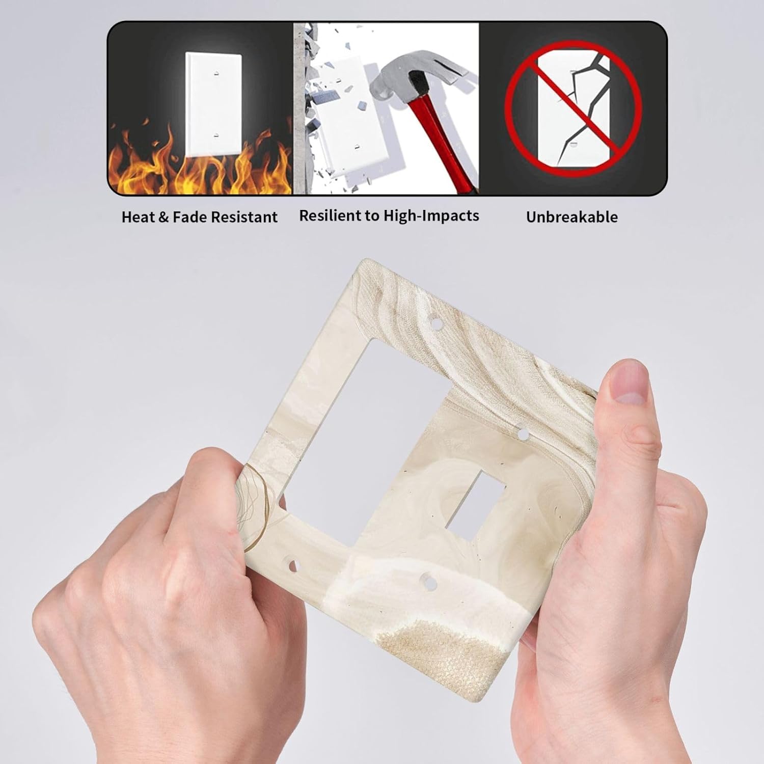 Outlet Covers Beige Abstract Art Texture 1 Toggle 1 Rocker Combo Light Switch Cover Plate Decorative Switch Plate Covers Electrical Wall Plate for Bedroom Cabin Decor