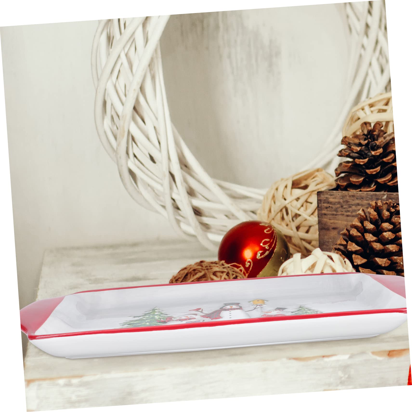 BESTonZON 1pezzi Vassoio per Dolci Natalizio in Ceramica con Motivo Cartoni Animati Piatto da Dessert e Frutta per Portate Domestiche e Feste