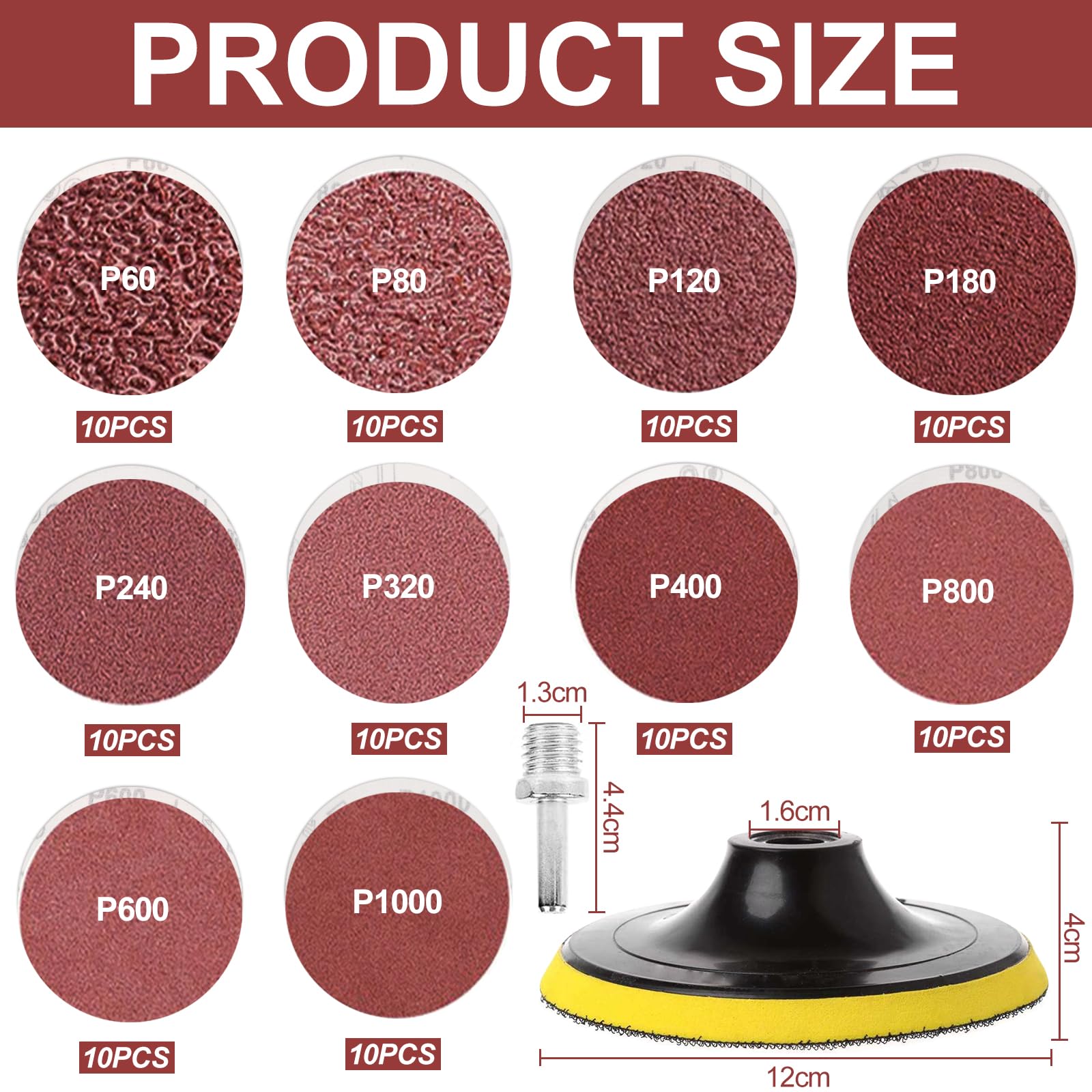 102 Kit Dischi Carta Abrasiva Dischi Abrasivi 125mm Grana 60 80 120 160 240 320 400 600 800 1000 Kit di Levigatura Dischetti Abrasivi per Levigatrice Accessori Trapano
