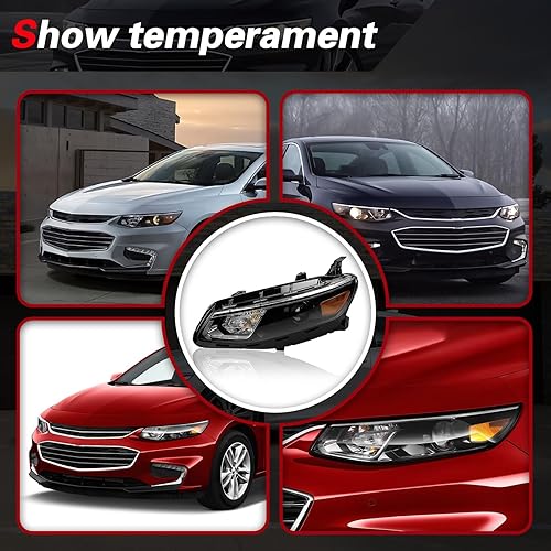 Miniatura 6 de JZ AUTO Compatible con faros delanteros Chevrolet Malibu 2016 2017 2018 con bombillas halógenas lado del conductor izquierdo