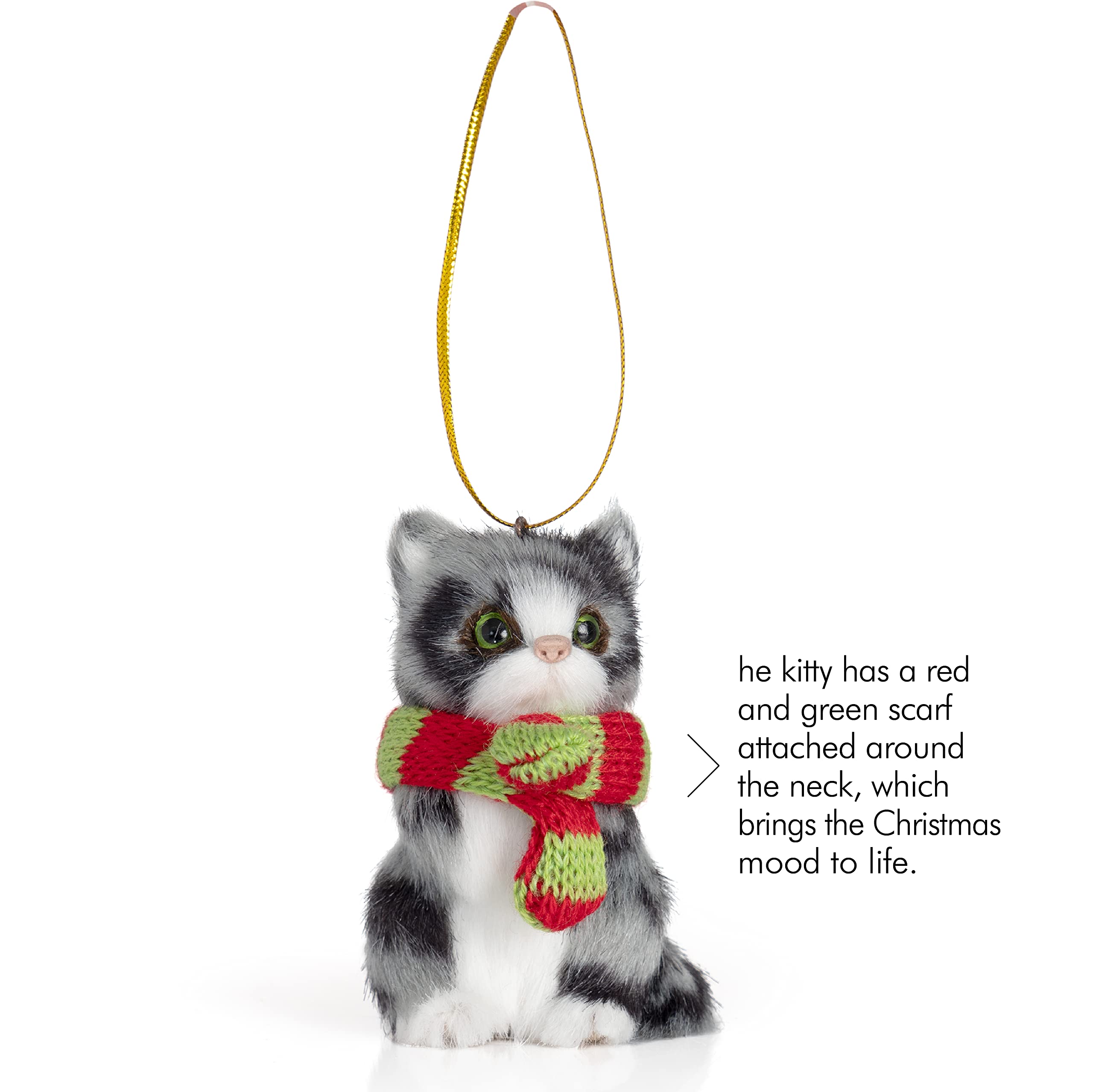 Kerstboom 2x stuks kersthangers katten/poezen met kerstmuts 9 cm kerstversiering