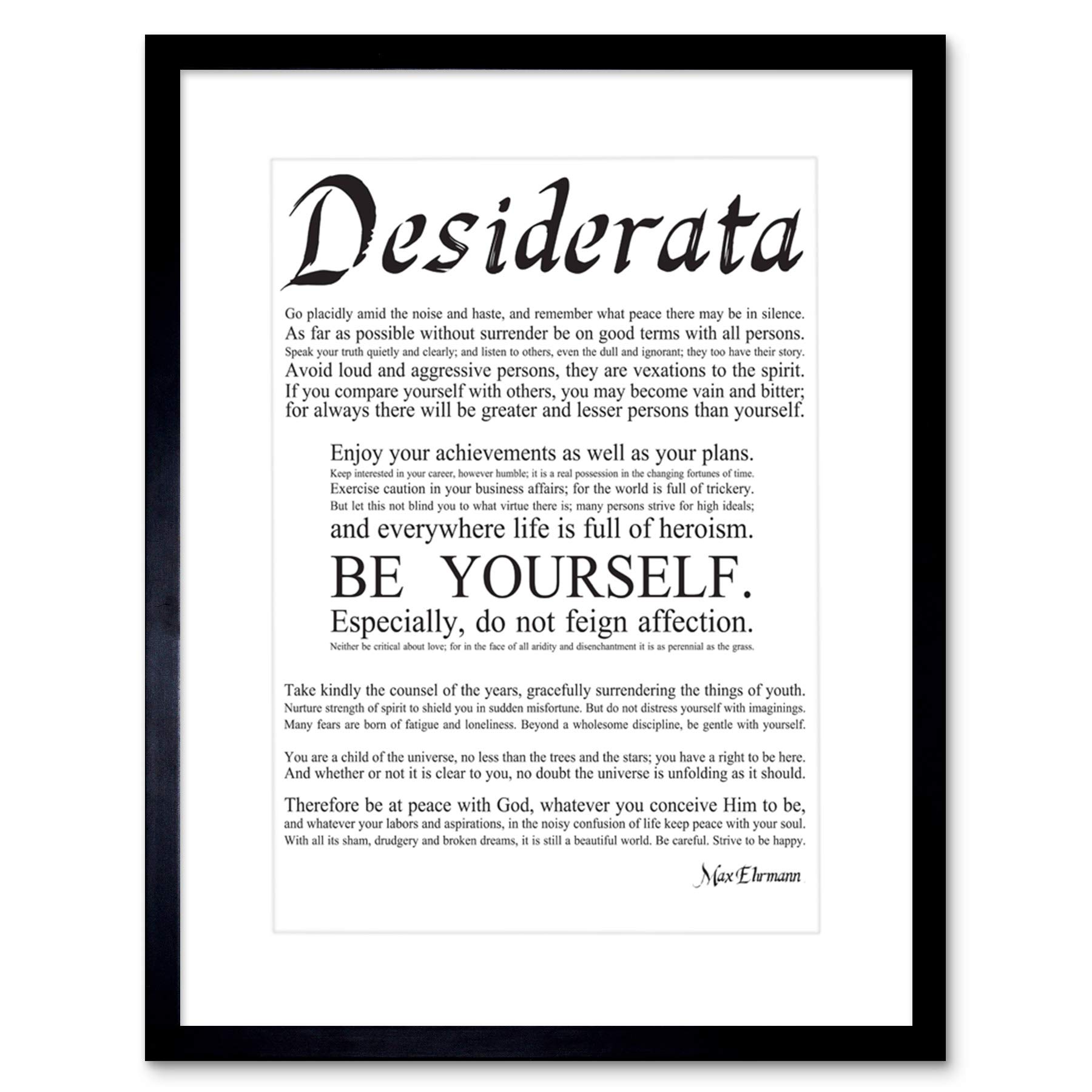 Artery8 Desiderata Ehrmann Go Placidly Amid Yourself Quote Framed Wall Art Print from B&Q