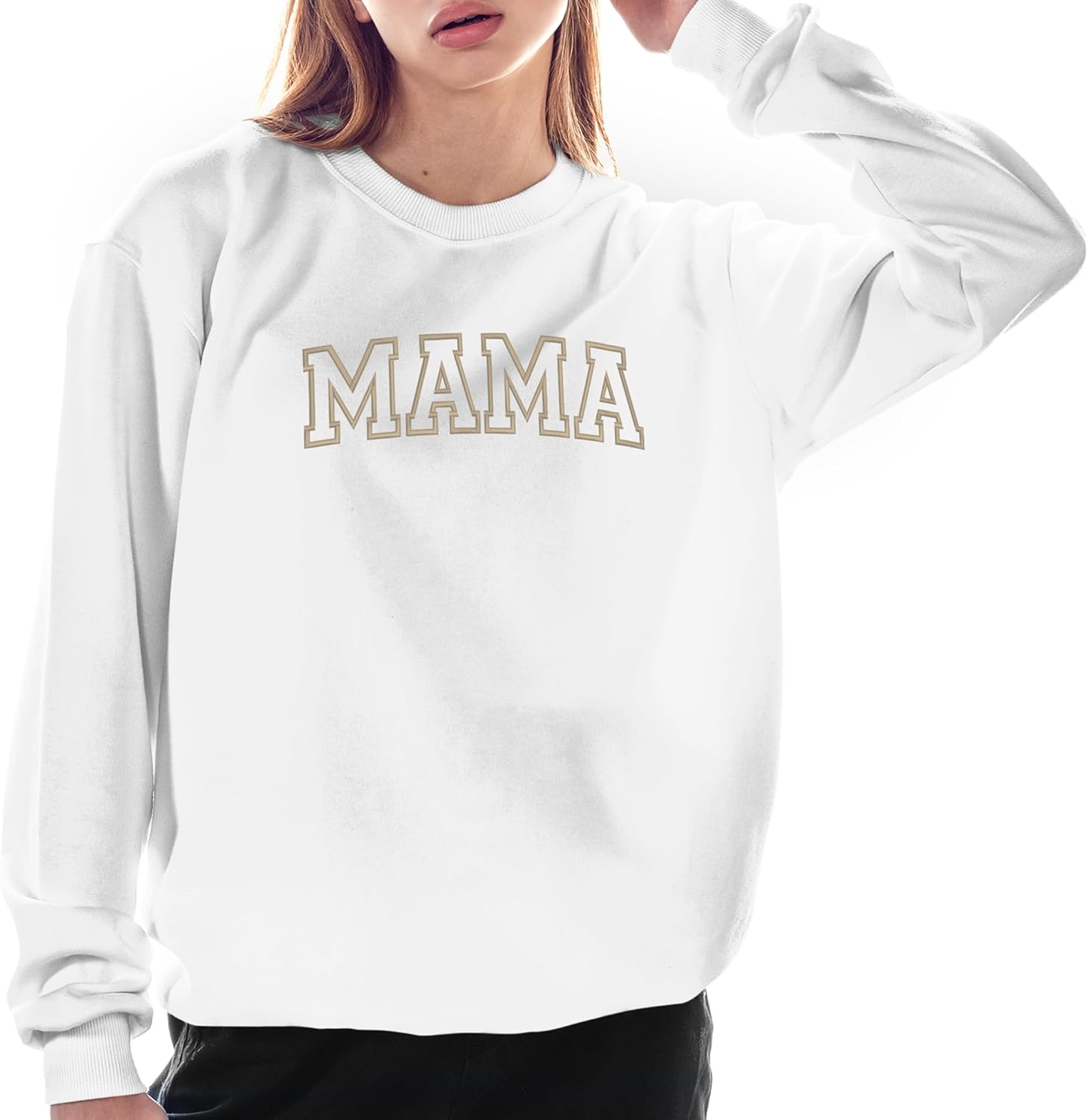 Embroidered Mama Sweatshirt For Women - Mama Crewneck Sweatshirt - Mom Sweater