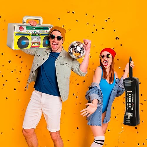Miniatura 4 de Teléfono inflable y radio inflable Boombox, decoraciones de fiesta de los años 80 y 90, decoración de fiesta de hip hop, decoraciones de fiesta