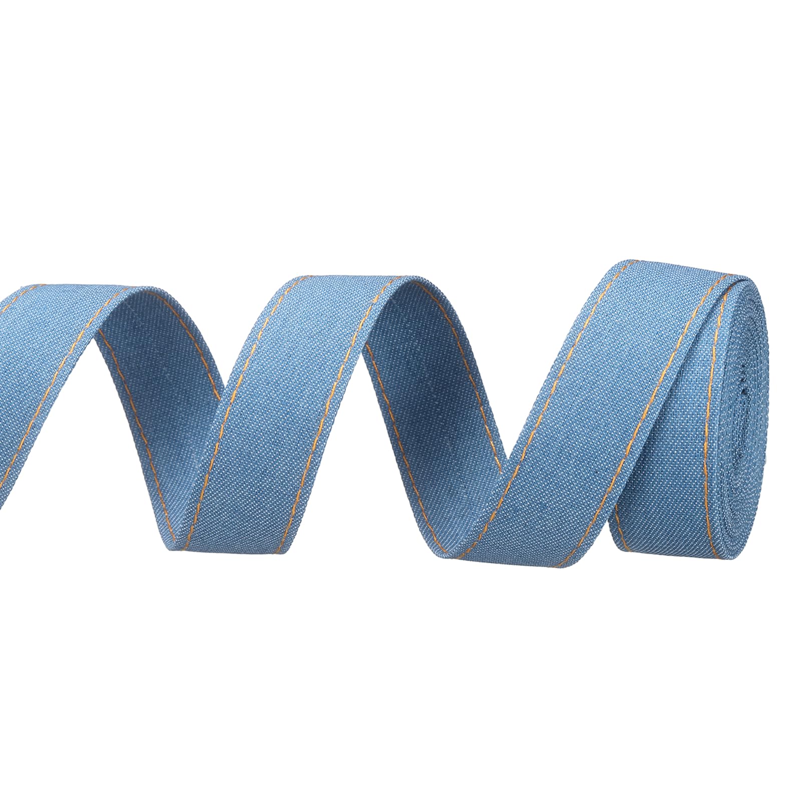 PATIKIL 1" Denim Ribbon, 1 Roll 3 Yard Layering Jean Fabric Craft Strip for Bow DIY Making Hair Clip Garment Sewing Decorations, Blue