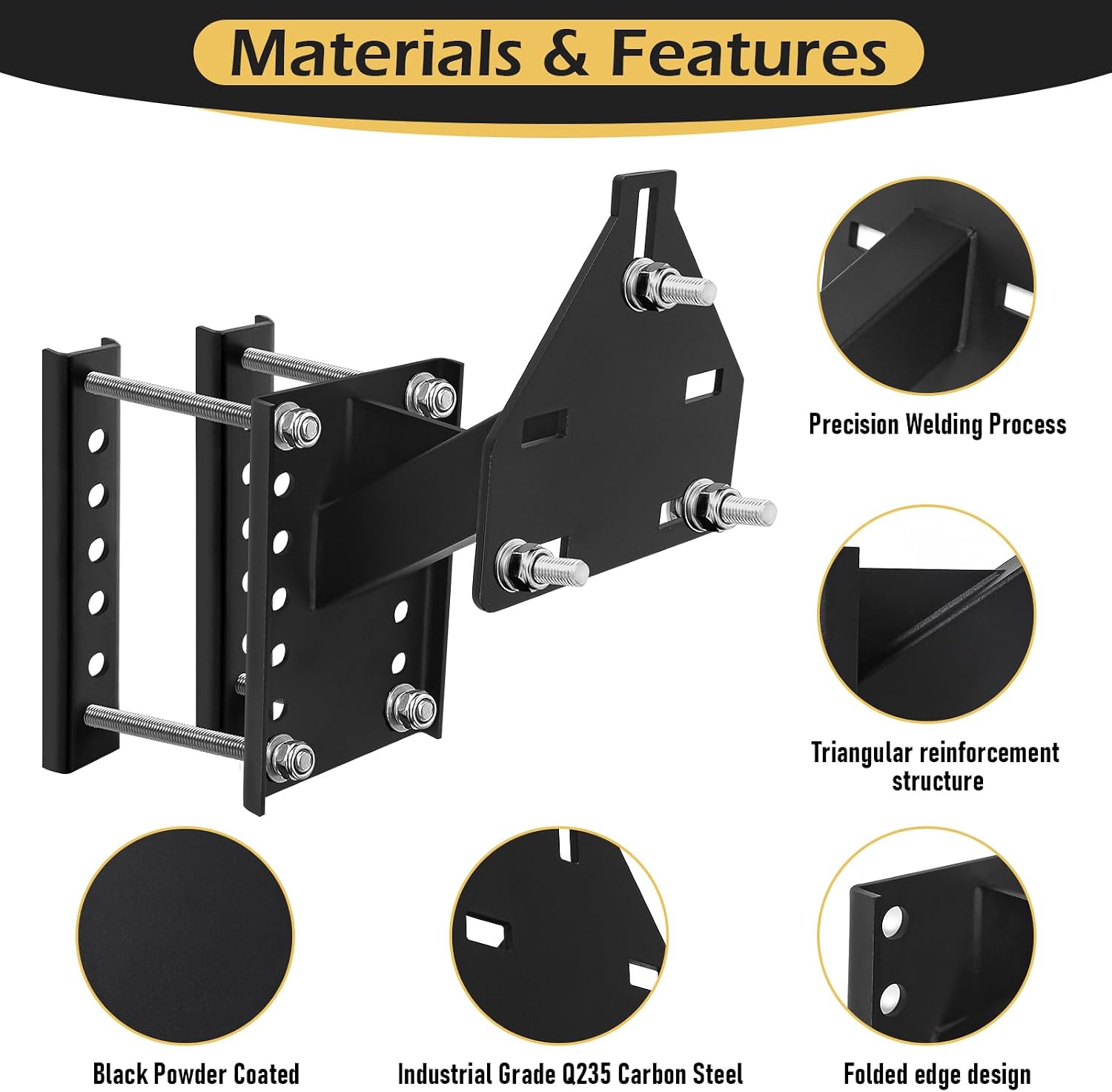 Spare Tire Carrier, Boat Trailer Spare Tire Bracket, Spare Tire Mount Fits Most 4 & 5 & 6 & Lugs Wheels on 4", 4.5‘’,4.75", 5", 5.5", 6", Bolt Patterns,Holds up to 150 Lbs