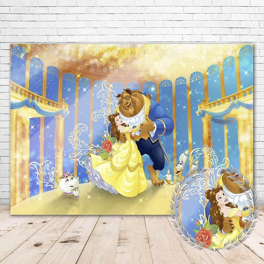 Buy YouRan Beauty and The Beast Backdrop Baby Shower 7x5 Gold Castle Rose Flower Beauty and The