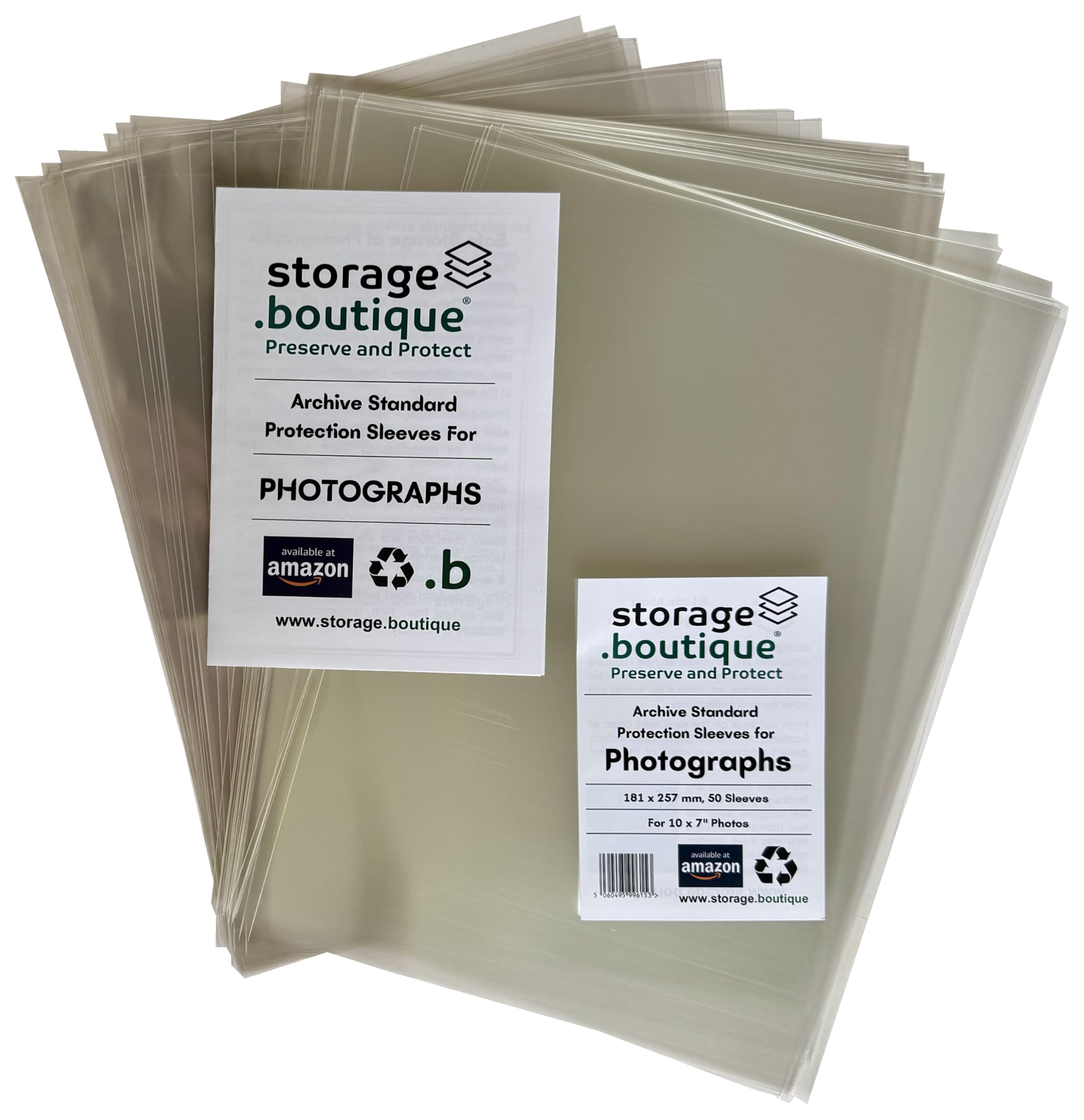 storage.boutique Photograph Protection Sleeves, Archive Standard, Acid Free, 10 x 7 inches, 257 x 181 mm, 50