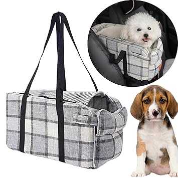 GAH Portable Dog Car Seat Washable Travel Bag, Booster Seat Car Transport Safety White