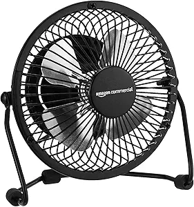 AmazonCommercial 4-Inch Table Fan with Power Adapter and USB Cable