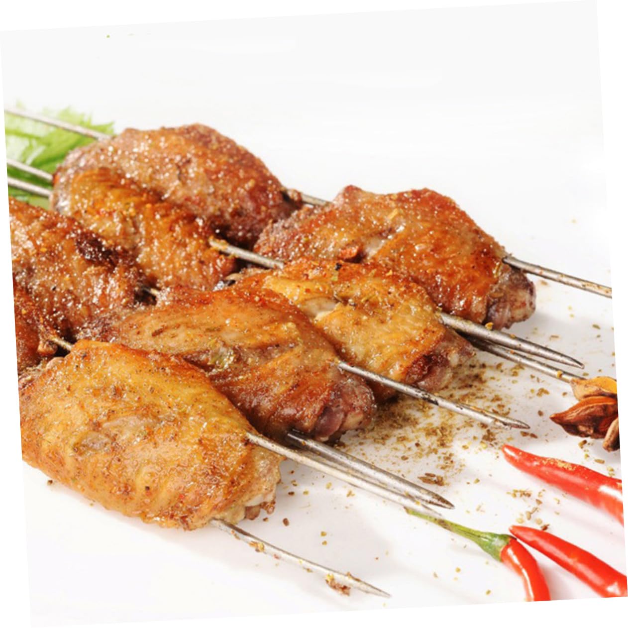 100 Sztuk Okrągłych Szpikulców Ze Stali Nierdzewnej Do Grillowania Odporne Wysoką Temperaturę i Korozję Długie Do Pikników i Ogrodowego Bbq