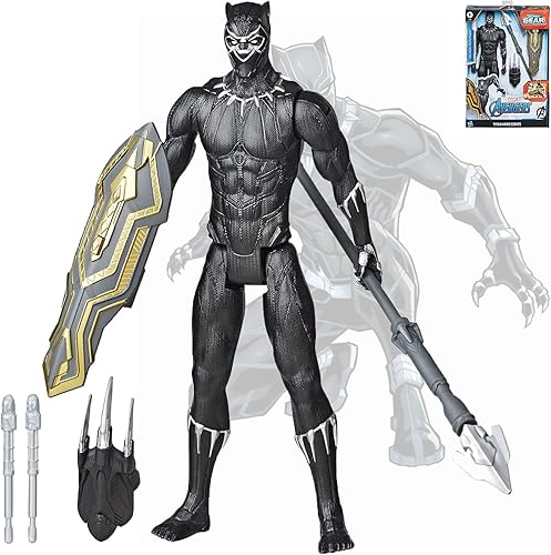 Titan Hero Series Black Panther Figura de acción de 12 pulgadas con engranaje explosivo
