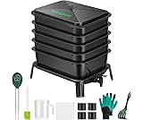 VIVOSUN 5-Layer Worm Compost Bin, 50L Worm Composter, Easy Setup Inclusive Worm Farm Kit for Recycling Food Waste