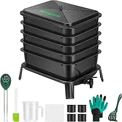 VIVOSUN Composteira De Minhoca 5 Camadas, 50 Litros, Kit Fazenda Inclusivo Fácil Instalação Para Reciclagem Resíduos Alimentares