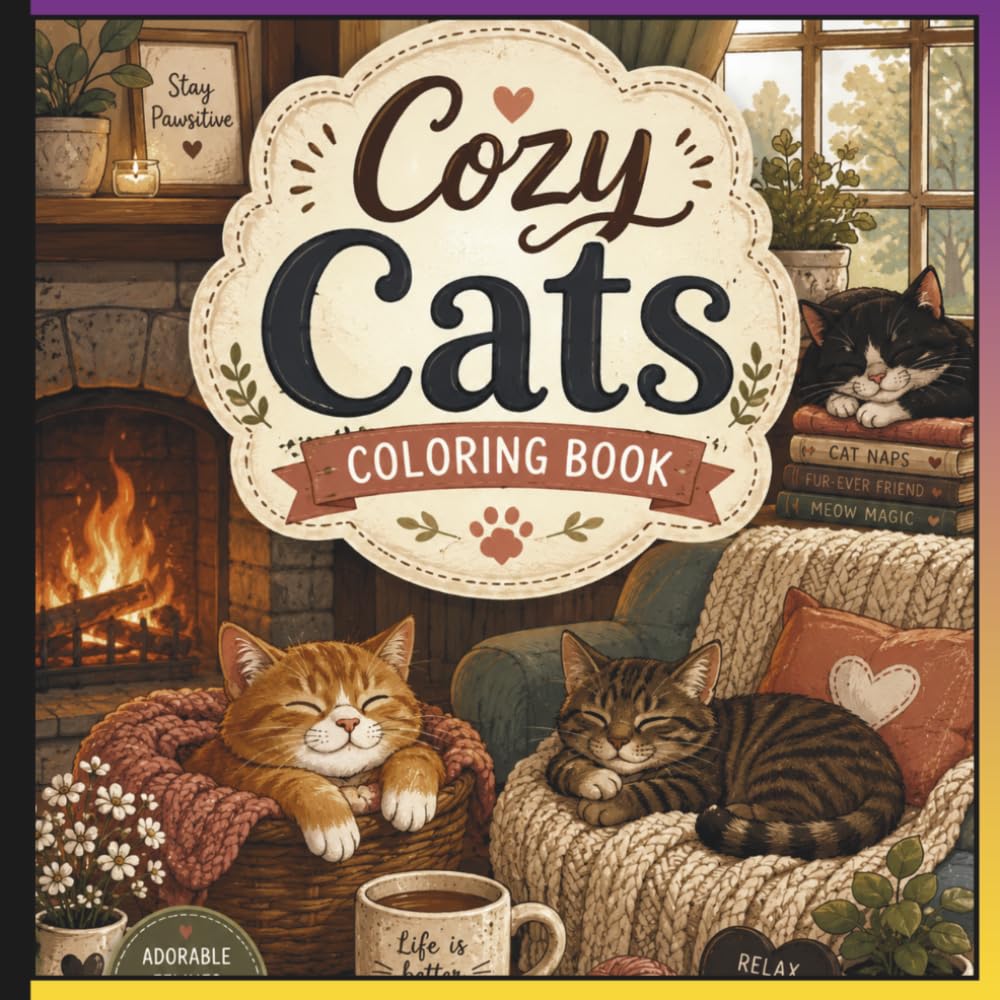 Cozy Cats Coloring Book