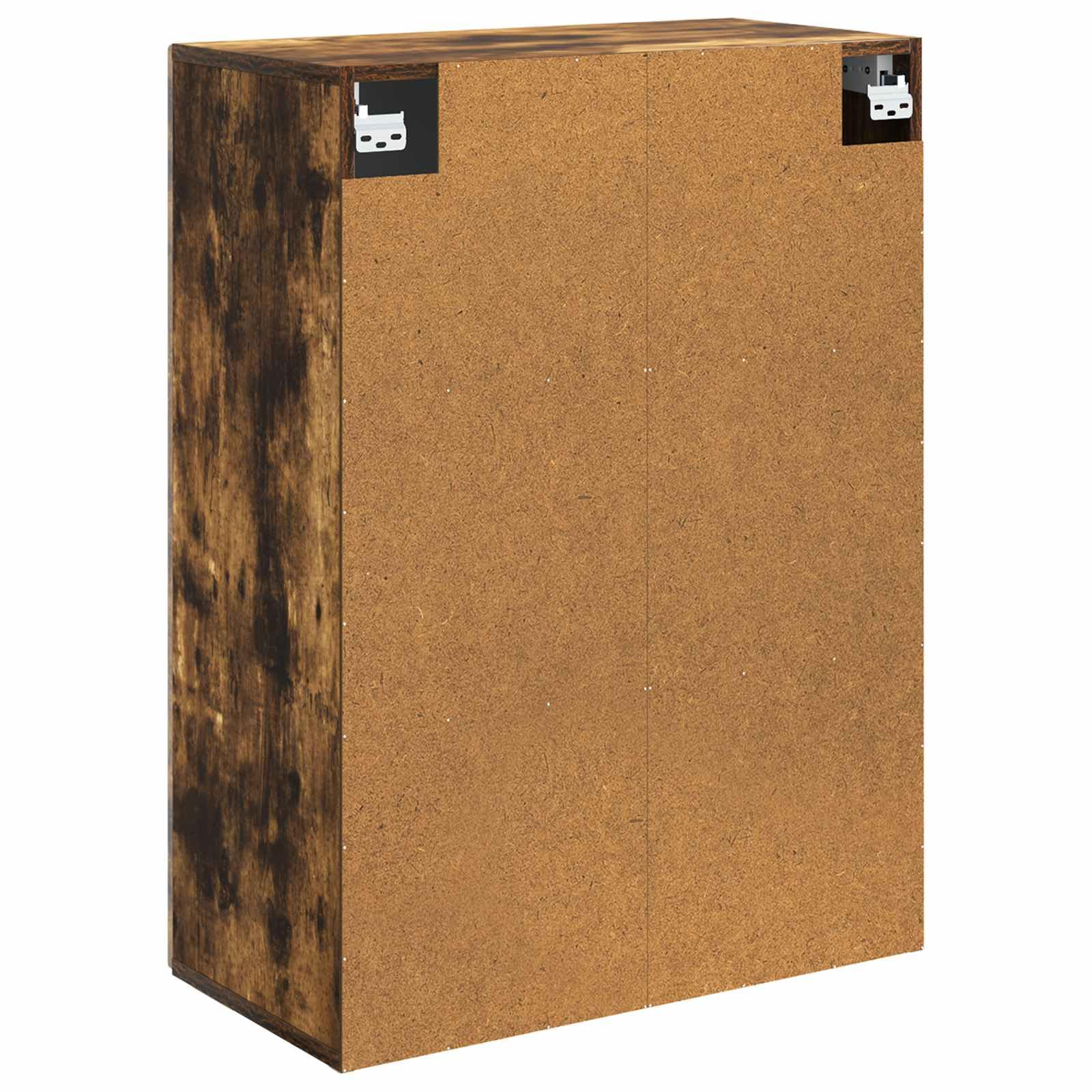 Armadio portaoggetti da parete in rovere affumicato, 66 x 34,5 x 90 cm, con 2 ante e 2 ripiani, chiudibile, per ufficio, garage, cantina