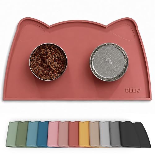 OHMO Alfombras para Comederos Perros y Gatos, Impermeable,(Eritrino, 52 * 30cm)