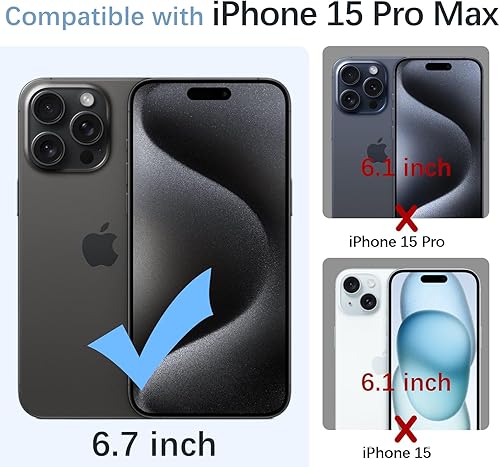 Miniatura 2 de nancheng Funda para iPhone 15 Pro Max (6.7 pulgadas), para iPhone 15 Pro Max, funda cuadrada con soporte de anillo + correa de cordón, linda