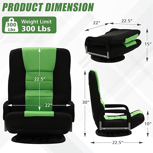 Miniatura 3 de Silla giratoria para juegos multiusos para jugar videojuegos, TV, lectura con reposabrazos soporte lumbar y respaldo de 6 posiciones ajustables para