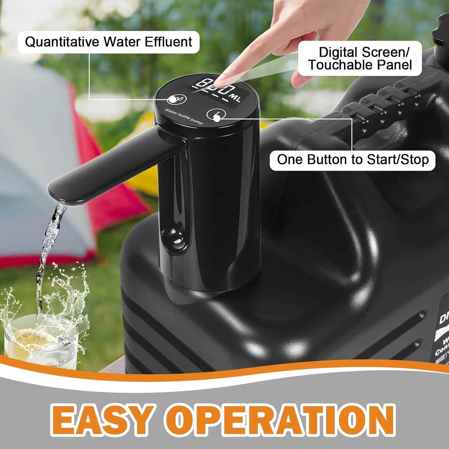 5 Gallon Water Jug with Electric Water Dispenser 2000mAh Automatic Type-C Rechargeable Water Pump BPA Free Camping Water Container Tank No Leakage