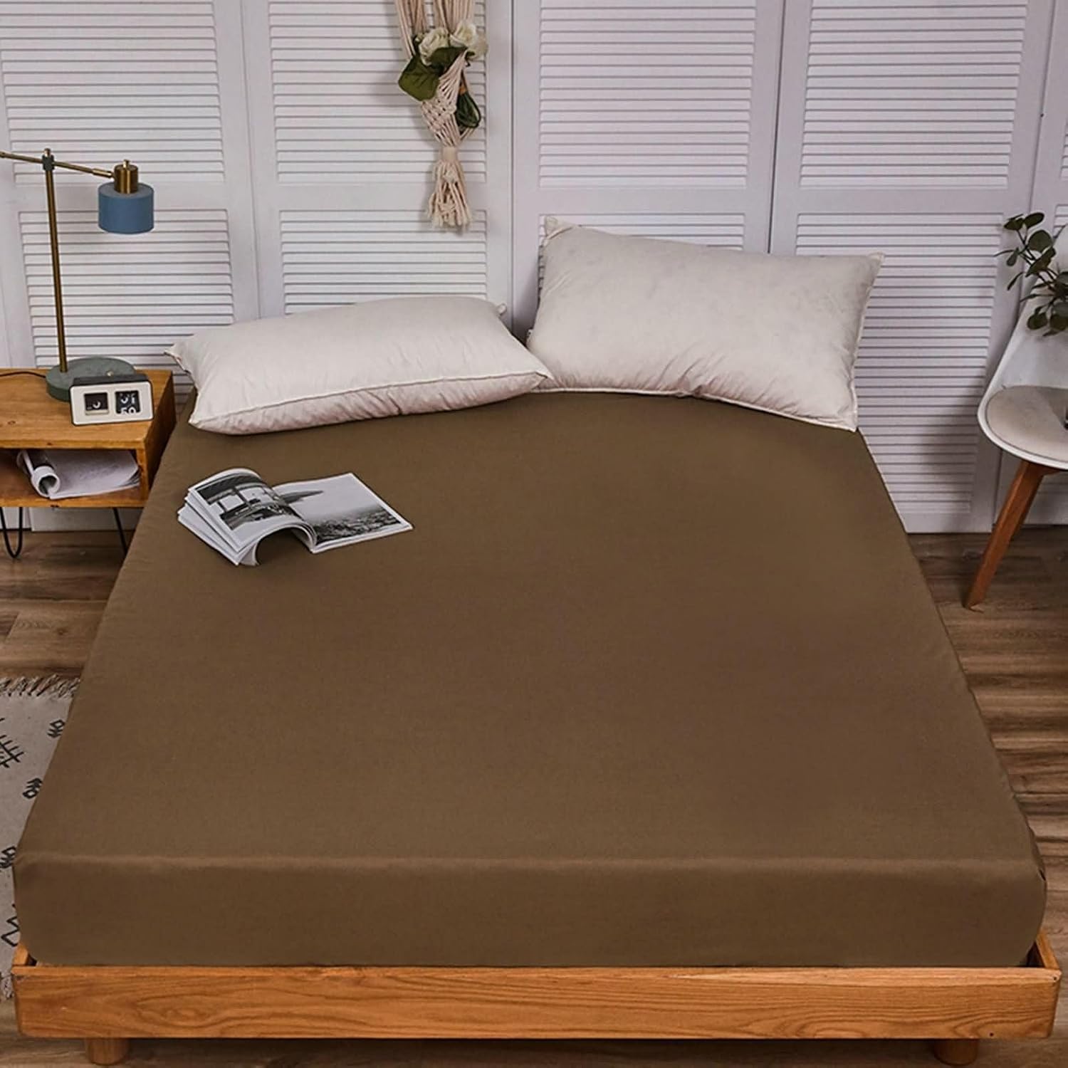 Fitted Bed Sheets 47x80 inch, Cotton Bed Sheet Solid Dark Pink, Mattress Protector 120x200cm