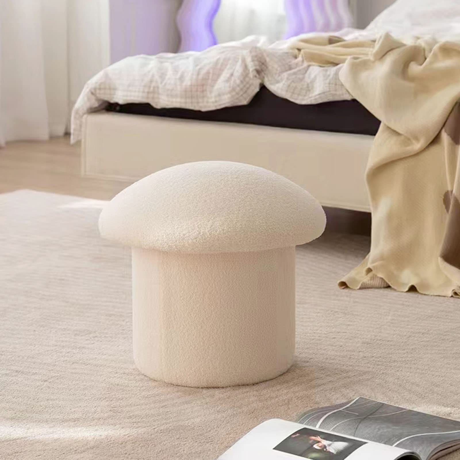 Tabouret De Luxe En Laine D'agneau, Pouf En Laine, Tabouret De Chambre, Ottoman Créatif, Banc De Salon, Banc De Sol - Chine Tabouret Avec Rangement, Pouf En Tissu Rond