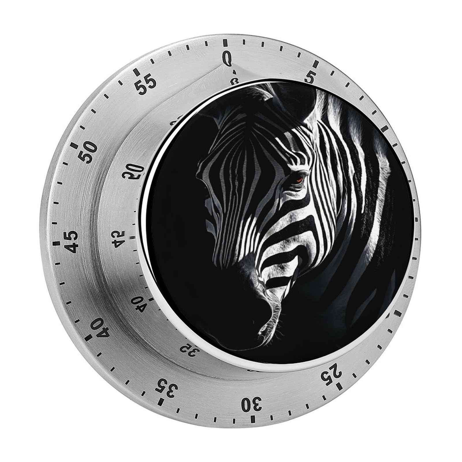 Zebra Black White Wildlife 60 Minute Wind Up Timer,Visual Mechanical Magnetic Timer with Loud Alarm for Kitchen