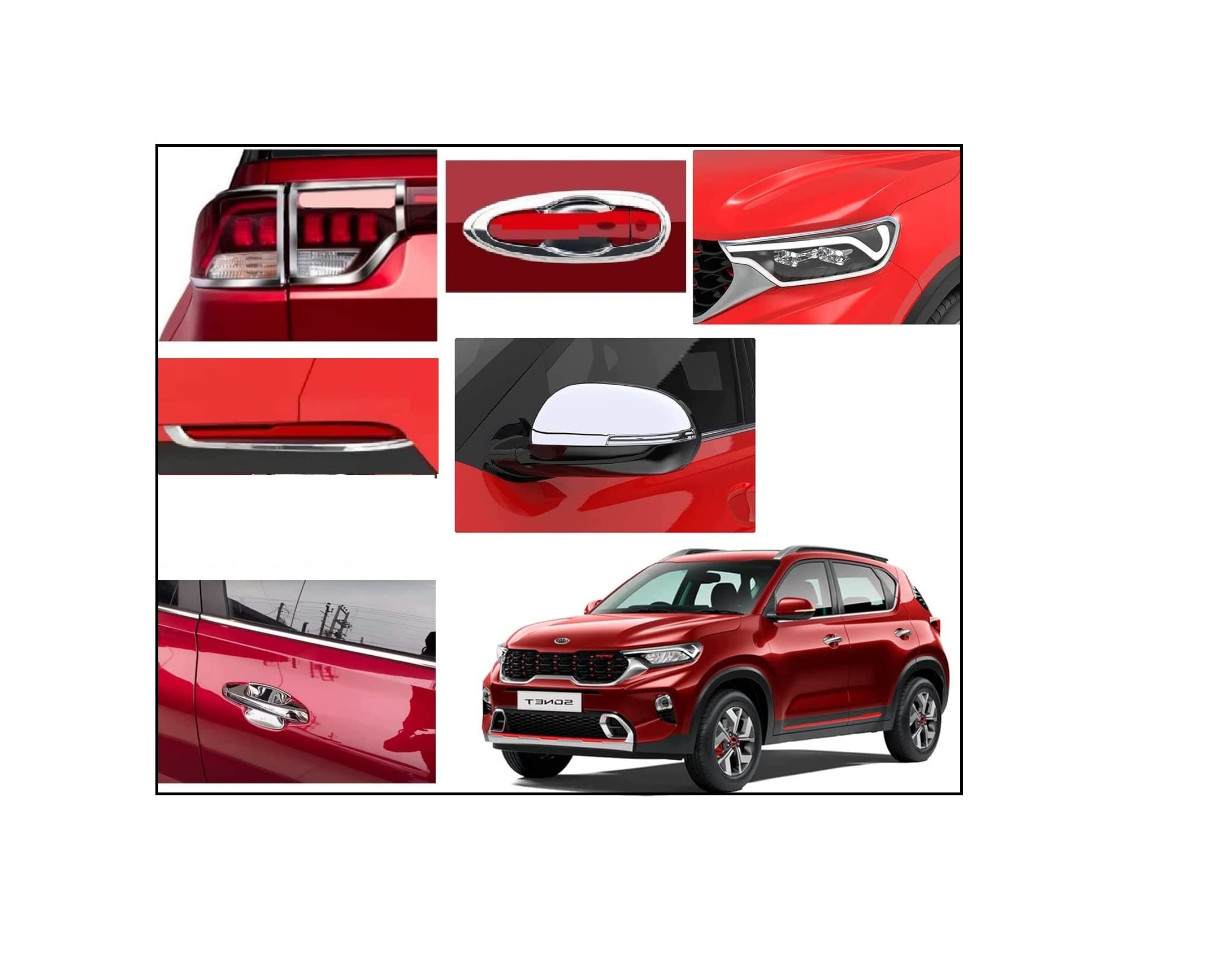 OnWheel Car Exterior Combo Chrome kit Compatible with Sonet 2020-2021 Set of 18 pcs