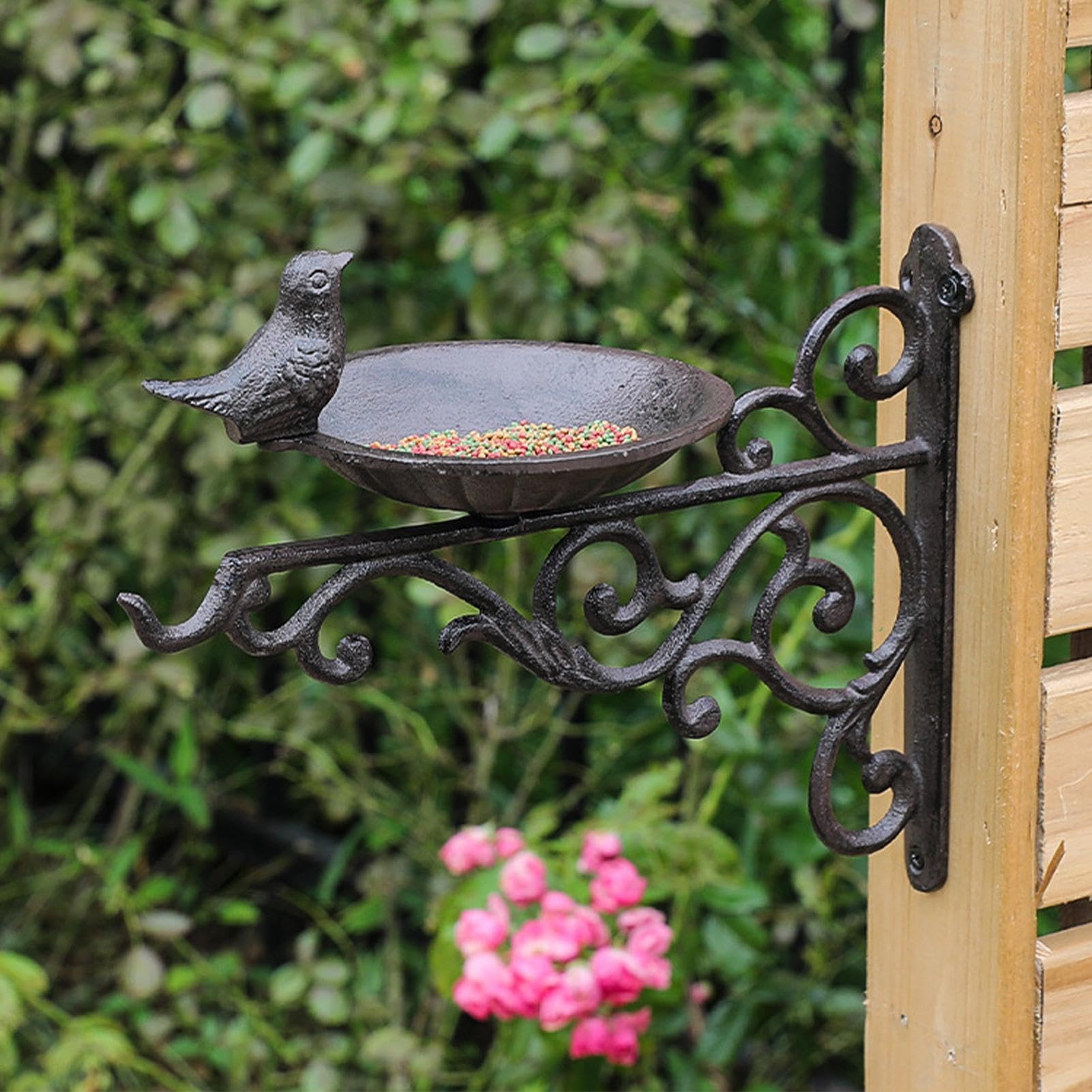 Metálico Para Pájaros Decoración Jardín Hierro Fundido Reforzado | Bandeja Colgante Para Exterior De Aves Salvajes en exterior, jardín, sendero, patio, porche, ventana, farol y granja
