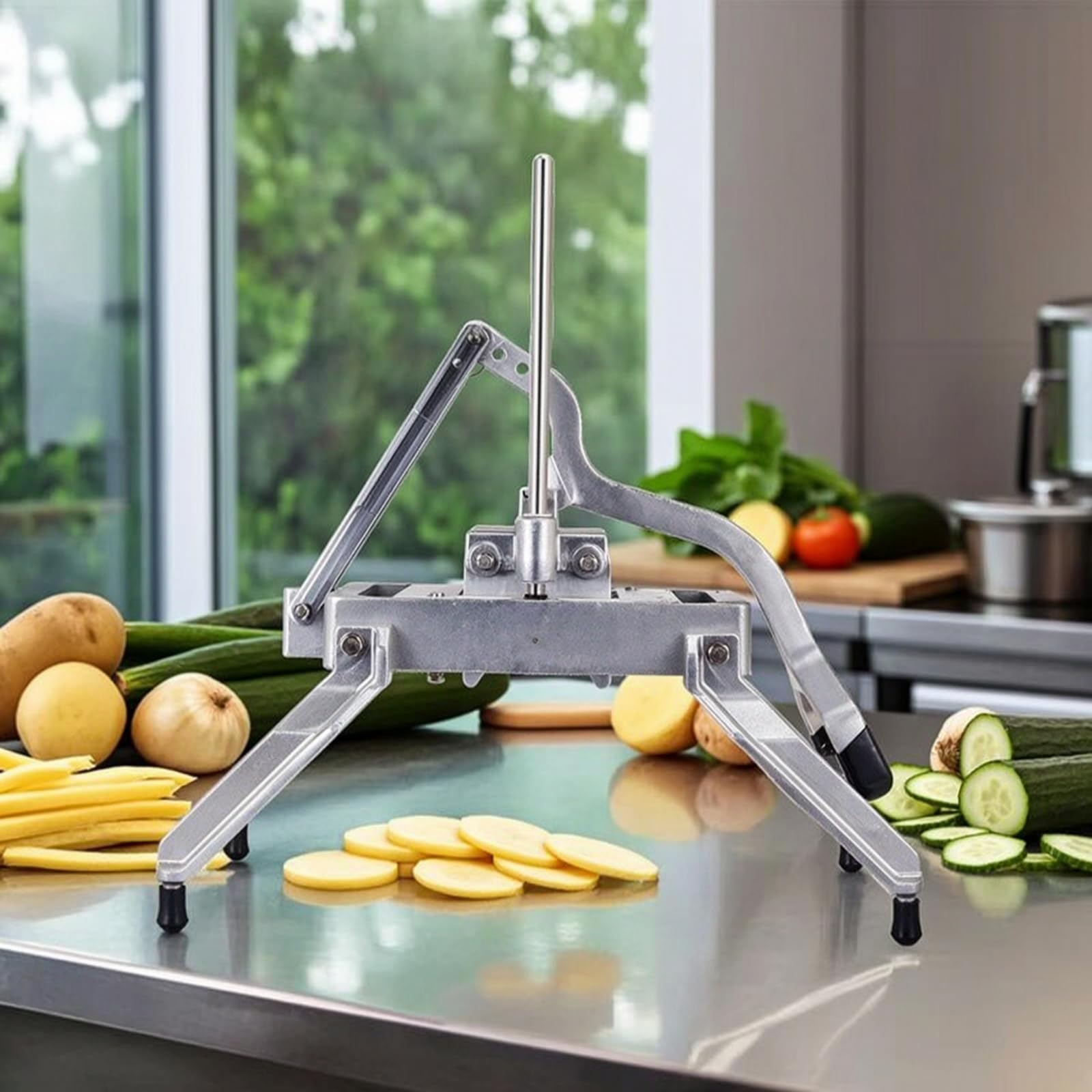 Coupe-Légumes Manuel Lavable Coupe-Légumes avec Levier Polyvalent pour Cuisine Professionnelle, 3/16 4.5mm/9mm