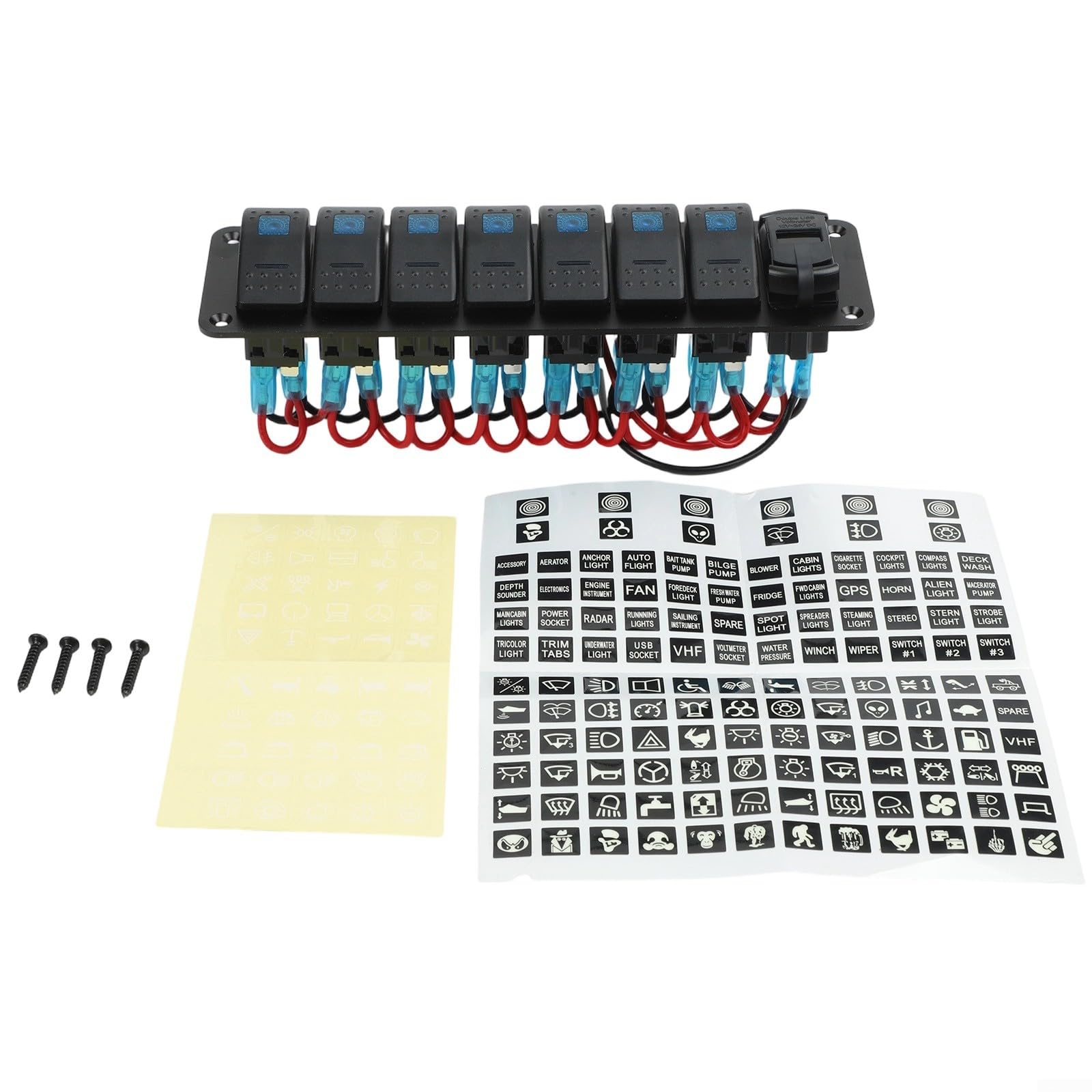 Panel Interruptor 8 Gang LED Aluminio 12V 24V