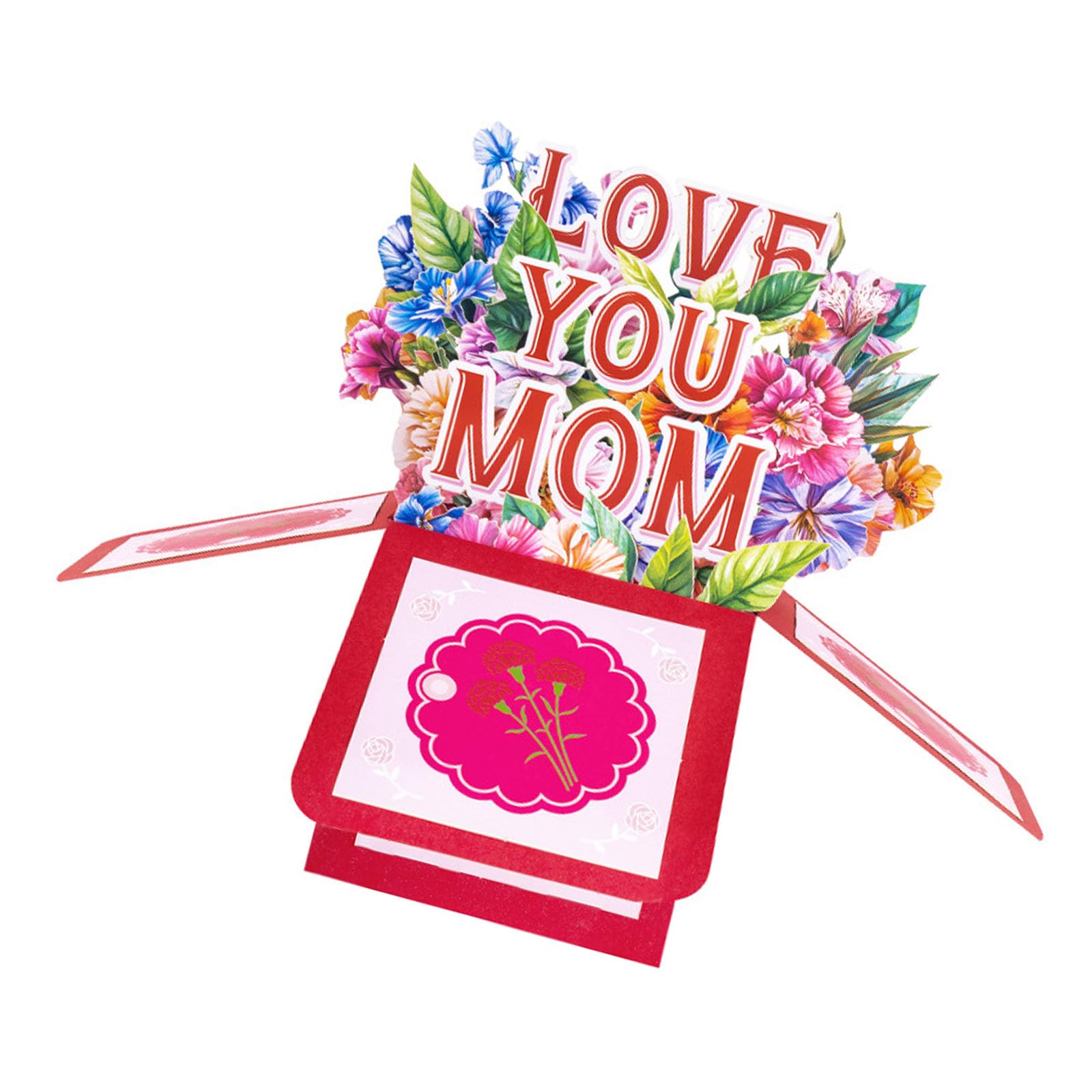 Buxuaaaa Foldable Mother ' s Day Card with Blooming Roses, Envelope & Unique Celebration Present Birthday Card for Wife