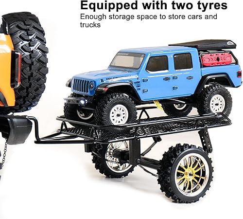 Miniatura 3 de Remolque pequeño RC, remolque de cubo RC de metal de goma de hierro,Remolque inclinado RC para coche RC (negro)