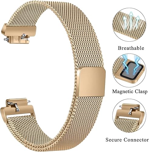 Miniatura 8 de Nigaee Bandas de metal compatibles con Fitbit Inspire 3, correa de malla de metal de acero inoxidable ajustable, correas de repuesto para mujeres y