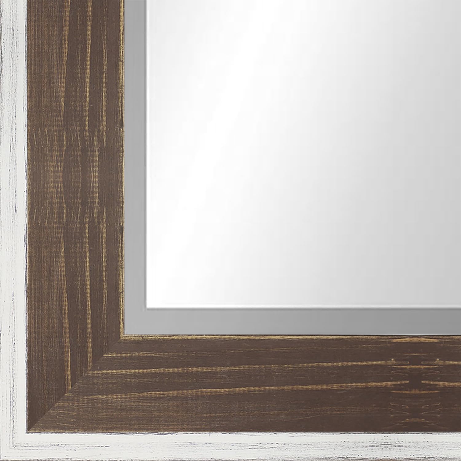 Craig Frames Wall Mirror with Rustic Wood Frame for Bathroom, Living Room, Vanity, Horizontal or Vertical Wall Hanging, White and Brown, 22x28 Inch