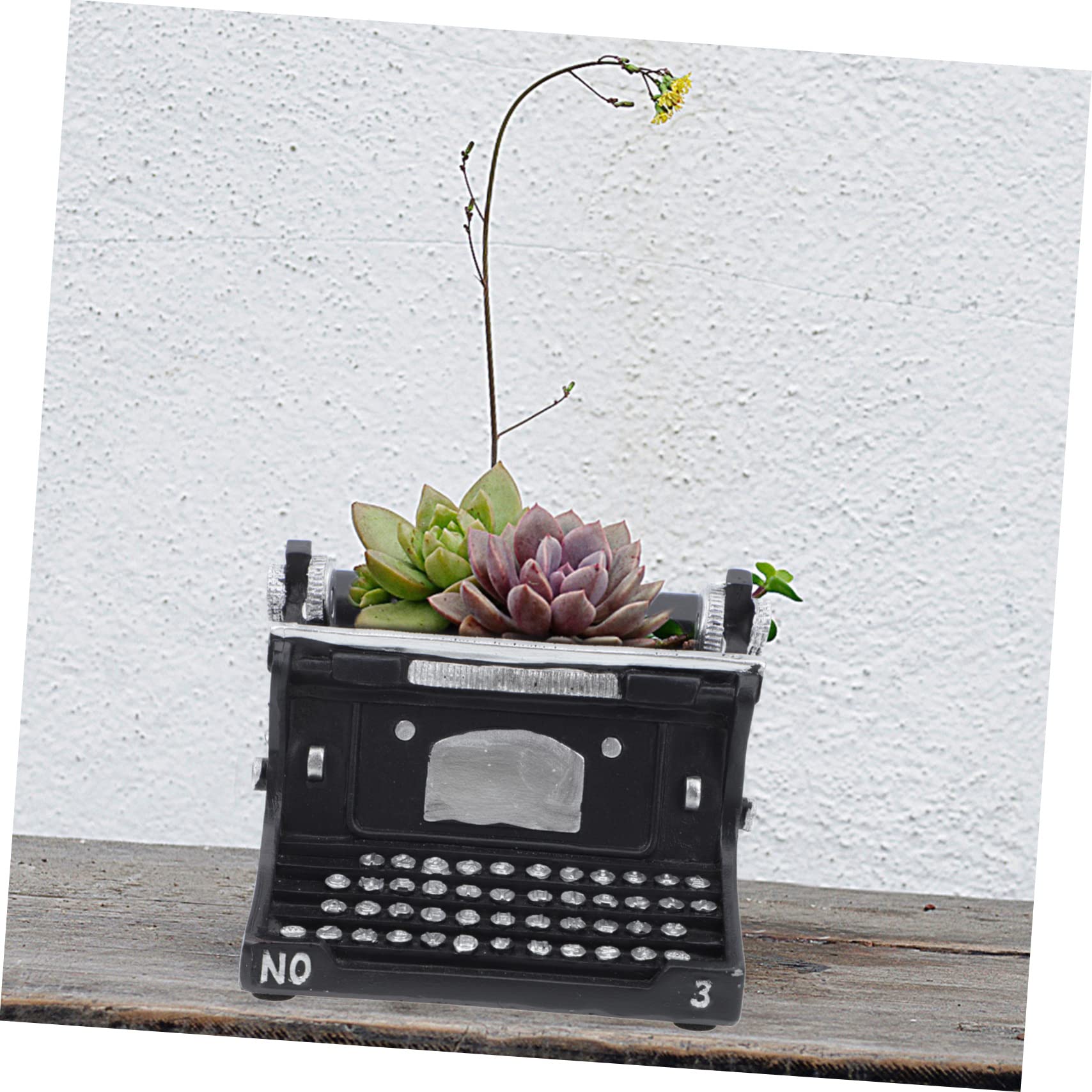 BESPORTBLE Schreibmaschinen-Blumentopf Aus Harz – Mini-Pflanztopf Für Zimmerpflanzen, Ca. 13,8x13x11,8 Cm