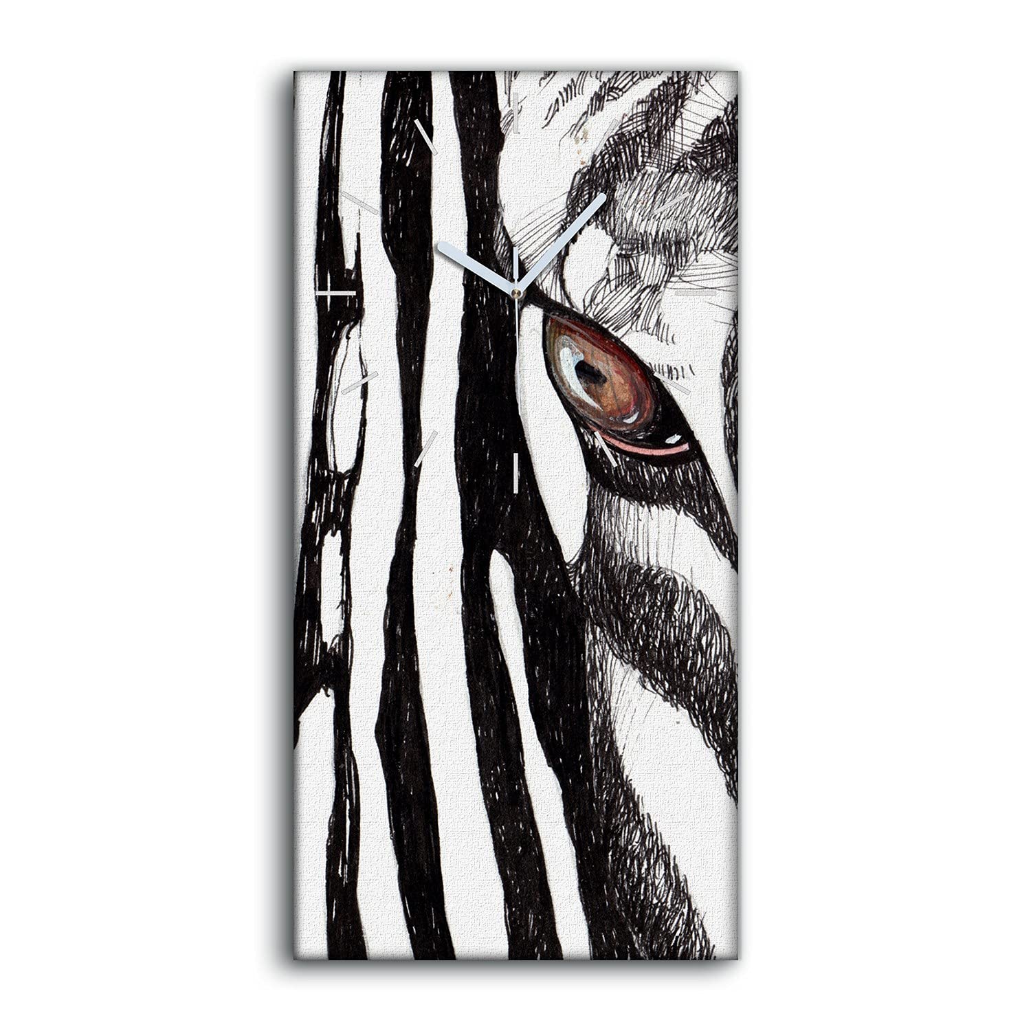 Horloge sur Toile Silencieuse sans Tic-Tac Motif Zebra Stripes 30x60cm