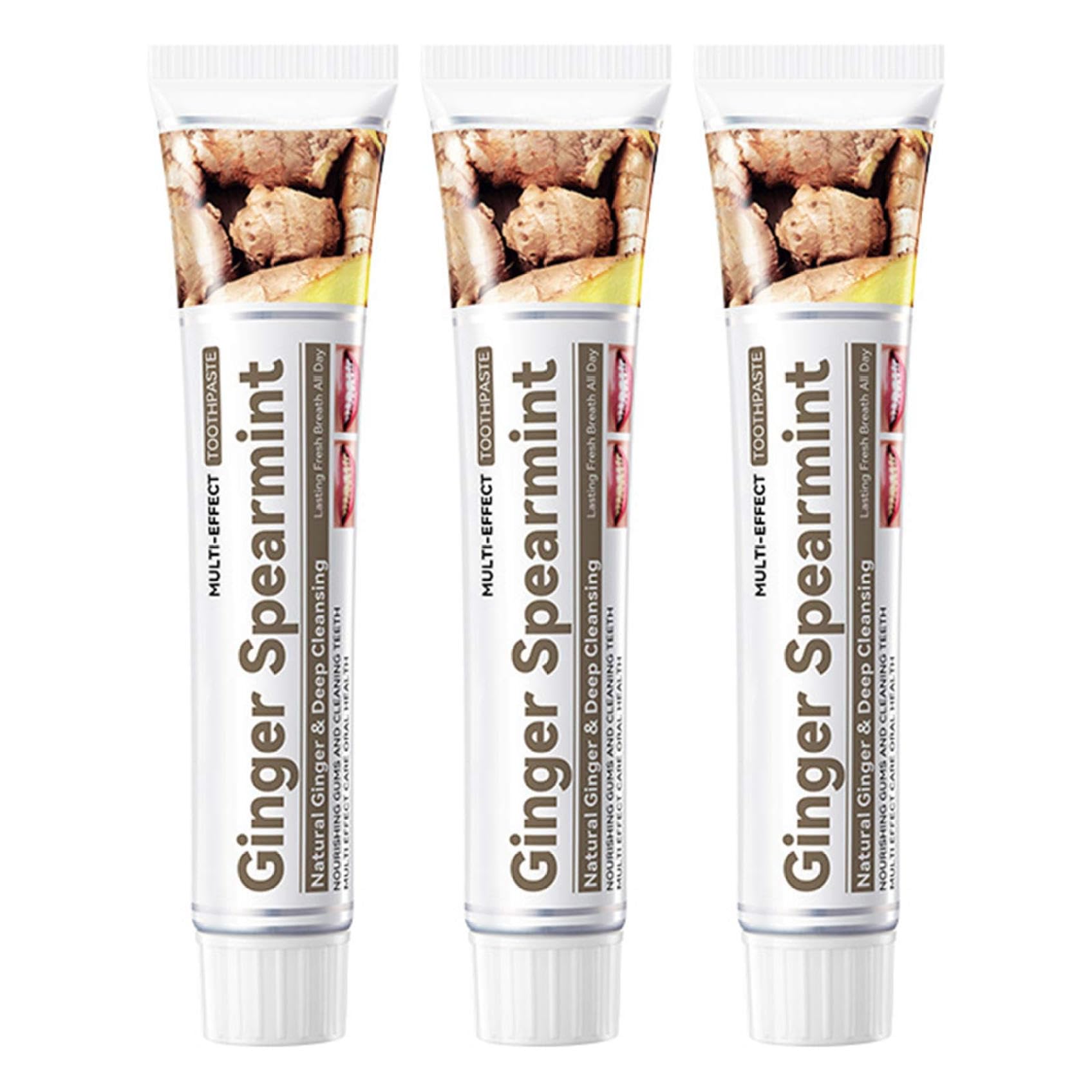 Oral Care Fresh Breath Toothpaste Set - 3 Tubes Deep Cleaning Mint for Stain Removal Clean Feel Ginger