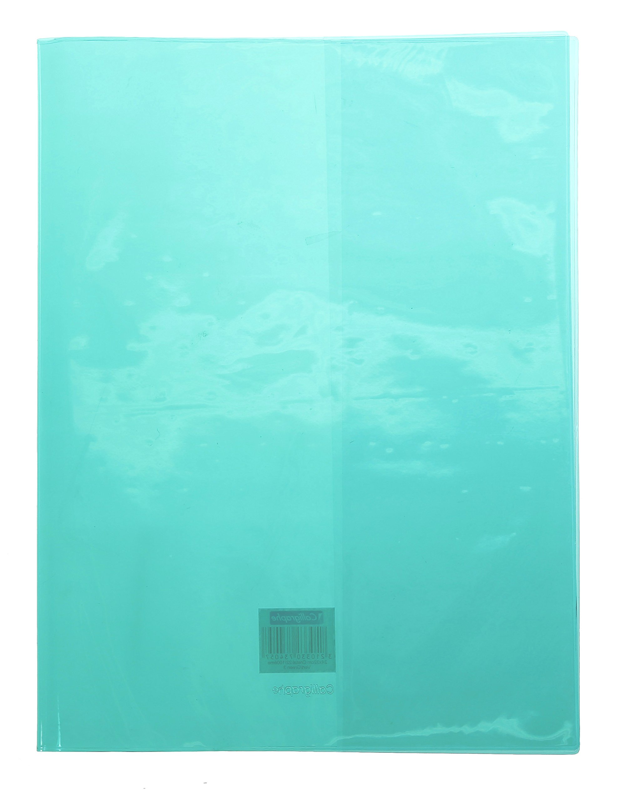 Calligraphe 73005C - Green Cristalux Notebook Protector - Size: 17x22 cm - 22/100th with Label Holder - Smooth Transparent PVC - Manufactured in France