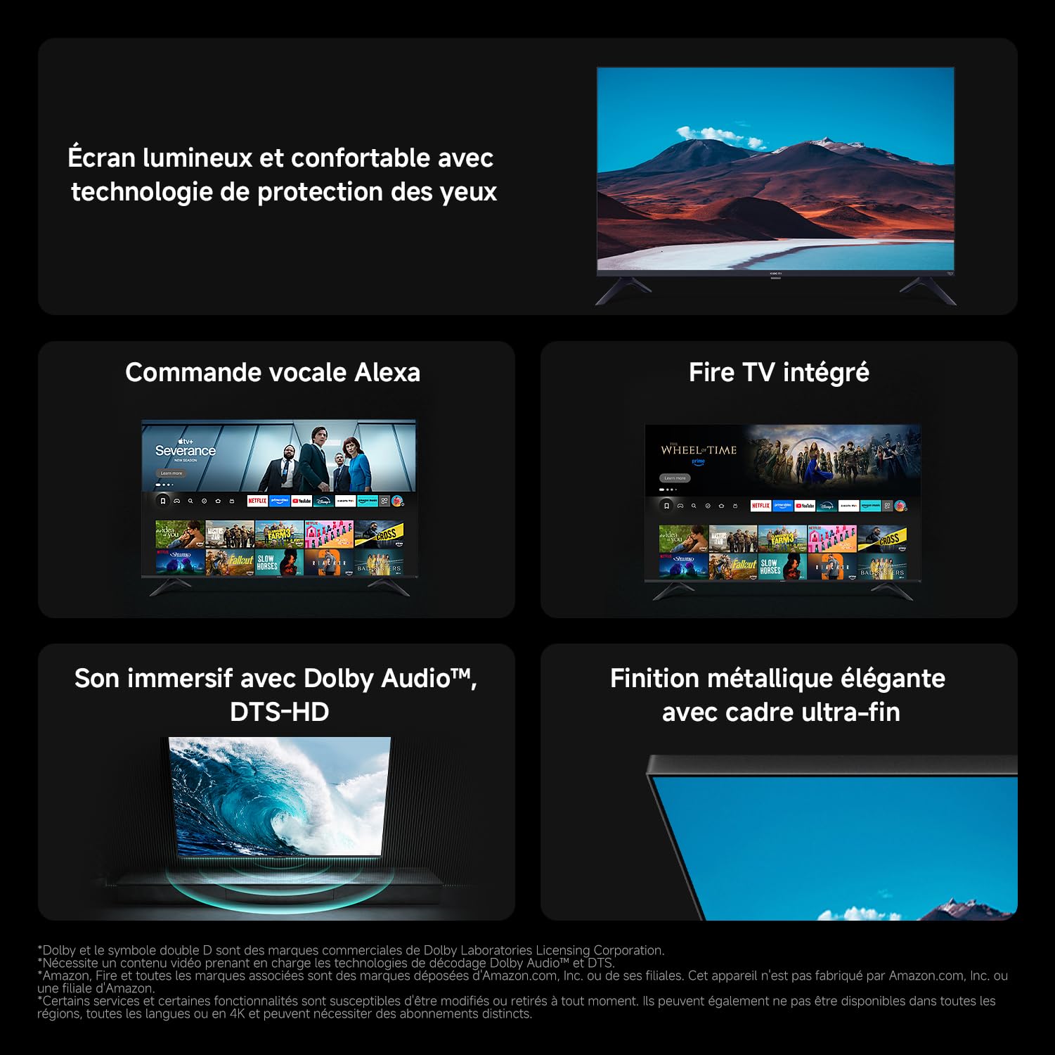XIAOMI 32 inch F TV, HD, Smart TV, Contrôle Vocal Alexa, Dolby Audio, DTS Virtual:X, DTS-HD, AirPlay Compatible | Dolby Audio, DTS Virtual:X, DTS-HD, commande vocale avec Alexa, compatible avec Apple AirPlay